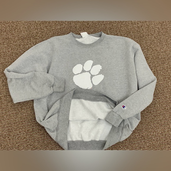 #1990s Vintage Men's XL Champion Clemson Tigers Embroidered Paw Sweatshirt - Picture 5 of 11